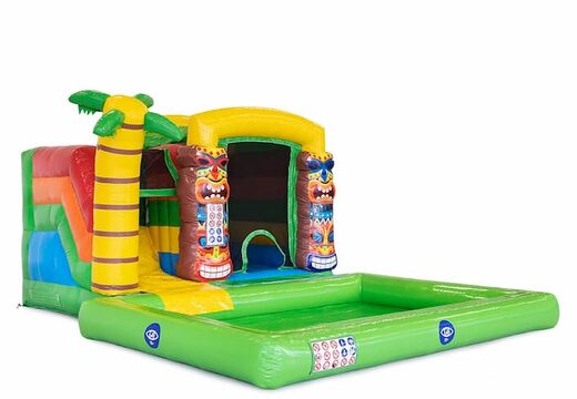 Achetez un petit château gonflable splash avec piscine dans le thème Hawaii tropical pour les enfants. Commandez des châteaux gonflables chez JB Gonflables France