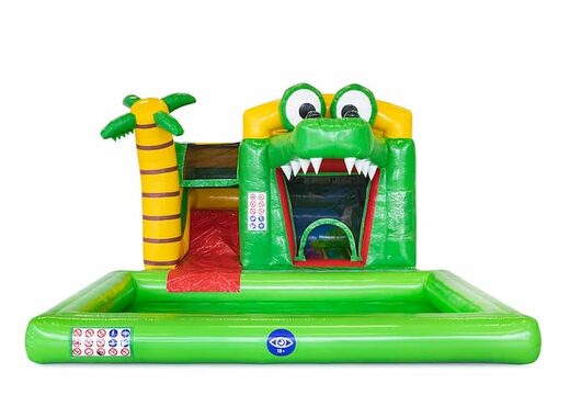 Commandez le château gonflable mini splash crocodile chez JB Gonflables France. Achetez des châteaux gonflables en ligne chez JB Gonflables France