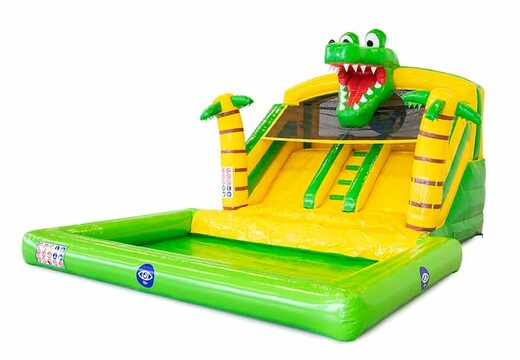Château gonflable multifonctionnel en crocodile splashy slide chez JB Gonflables France. Commandez des châteaux gonflables en ligne chez JB Gonflables France