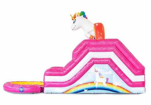 Commandez un château gonflable avec toboggan aquatique sur le thème de la licorne avec ou sans baignoire chez JB Gonflables France. Achetez des châteaux gonflables en ligne chez JB Gonflables France