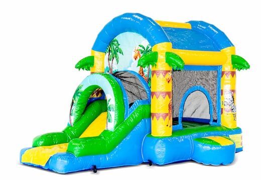 Achetez un mini multiplay d'intérieur sur le thème de la jungle amusante avec un toboggan pour les enfants. Commandez des petit château gonflable avec toboggan en ligne chez JB Gonflables France