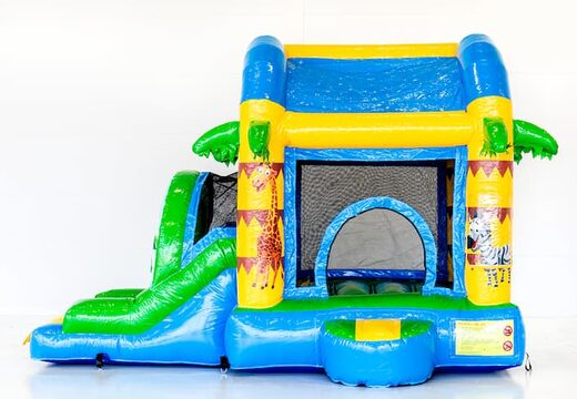 Achetez un mini château gonflable multijoueur sur le thème de la jungle avec toboggan pour les enfants. Commandez des mini multiplay en ligne chez JB Gonflables France