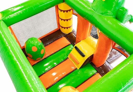 Commandez un mini multiplay à thème dinosaure pour enfants. Petit château gonflable avec toboggan à vendre chez JB Gonflables France
