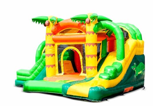 Achetez un petit château gonflable multijoueur d'intérieur sur le thème de la jungle avec toboggan pour enfants. Commandez des châteaux gonflables gonflables en ligne chez JB Gonflables France