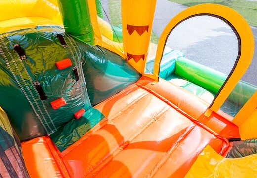 Achetez un mini multiplay dans la jungle à thème pour enfants. Commandez des petit château gonflable avec toboggan en ligne chez JB Gonflables France