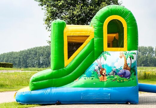 Commandez le mini château gonflable Jumpy Happy jungle pour enfants. Achetez des petit château gonflable avec toboggan en ligne chez JB Gonflables France