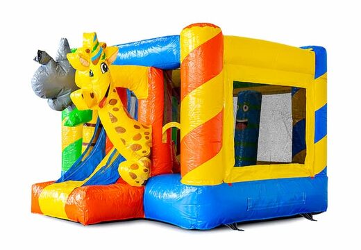 Achetez un mini multiplay sur le thème de la fête avec toboggan pour les enfants. Petit château gonflable avec toboggan disponibles à la vente chez JB Gonflables France