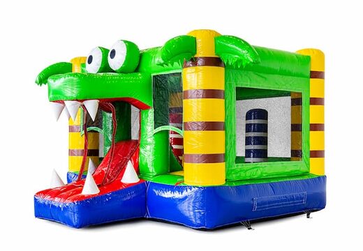 Achetez une mini petit château gonflable avec toboggan pour enfants sur le thème du crocodile. Commandez ces mini château gonflable en ligne chez JB Gonflables France