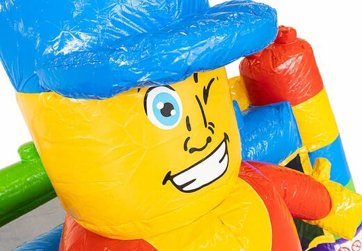 Mini château gonflable sur le thème des superblocs avec toboggan à acheter. Commandez des petit château gonflable avec toboggan en ligne chez JB Gonflables France