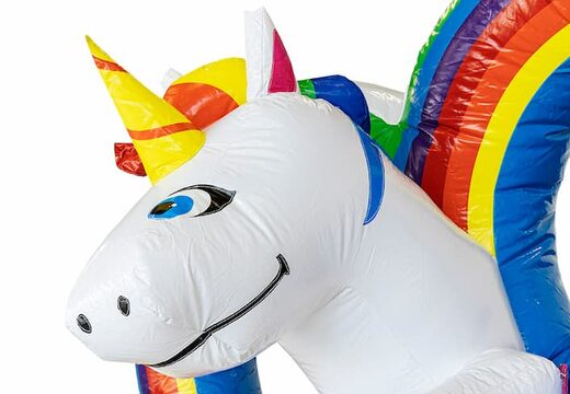 Mini château gonflable sur le thème de la licorne avec toboggan à acheter pour les enfants. Commandez des mini multiplay en ligne chez JB Gonflables France