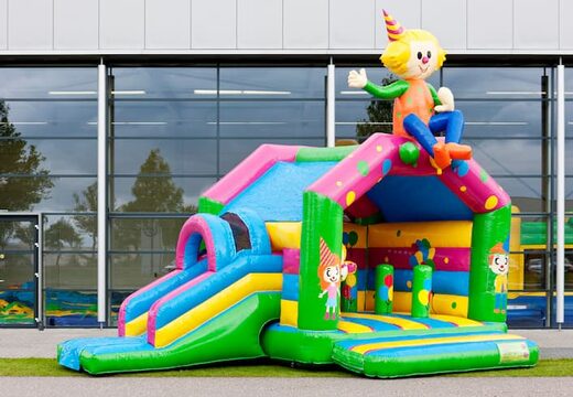 acheter un chateau gonflable multifun avec toboggan coloré et un toit