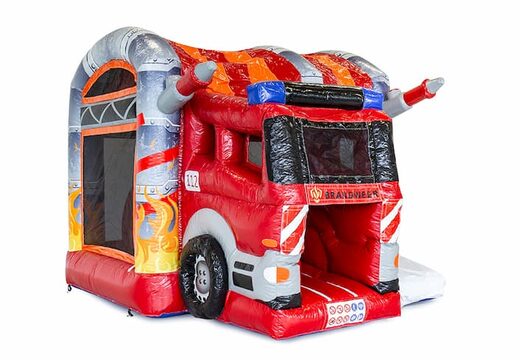 Mini château gonflable multijoueur sur le thème des pompiers pour les enfants. Commandez des mini multiplay en ligne chez JB Gonflables France
