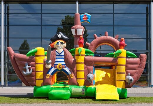 Mini château gonflable multijoueur sur le thème du bateau pirate pour les enfants. Commandez des mini château gonflable en ligne chez JB Gonflables France