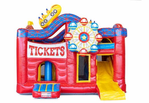 Achetez un châteaux gonflables multiplay de taille moyenne sur le thème des montagnes russes avec toboggan pour enfants. Commandez des toboggan châteaux gonflables en ligne chez JB Gonflables France