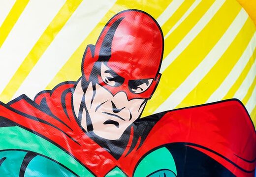 Commandez un château gonflable toboggan combo pour enfants sur le thème des super-héros. Château gonflable avec toboggan à vendre chez JB Gonflables France