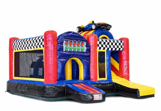 Châteaux gonflables multiplay en formule thématique 1 avec toboggan pour les enfants. Achetez des toboggan châteaux gonflables en ligne chez JB Gonflables France