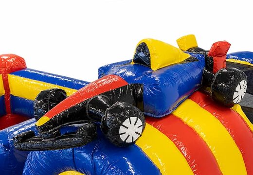 Châteaux gonflables multiplay dans le thème de la formule 1 avec toboggan, objets amusants sur la surface de saut et objets 3D saisissants pour les enfants. Achetez des toboggan châteaux gonflables en ligne chez JB Gonflables France