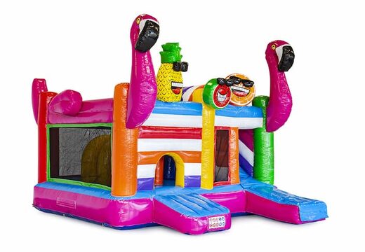 Châteaux gonflables multiplay de taille moyenne sur le thème des flamants roses pour les enfants. Achetez des toboggan châteaux gonflables en ligne chez JB Gonflables France