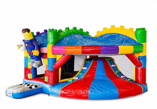 Achetez un châteaux gonflables multiplay d'intérieur avec toboggan dans le thème superblocs lego pour enfants. Commandez des toboggan châteaux gonflables en ligne chez JB Gonflables France