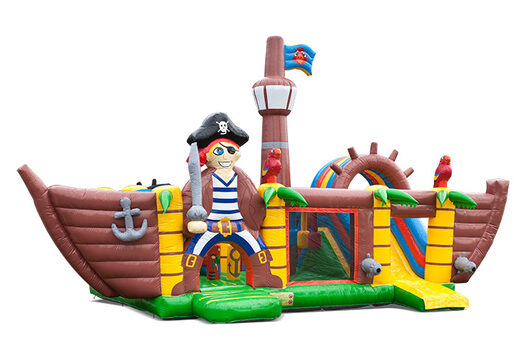 Achetez un château gonflable géant multijeux d'intérieur avec toboggan dans le thème pirate XXL pour les enfants. Commandez des super châteaux gonflables en ligne chez JB Gonflables France