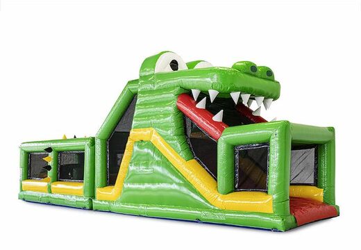 Parcours d'obstacles modulable gonflable sur le thème du crocodile avec objets 3D assortis pour les enfants. Achetez des parcours d'obstacles gonflables en ligne maintenant chez JB Gonflables France