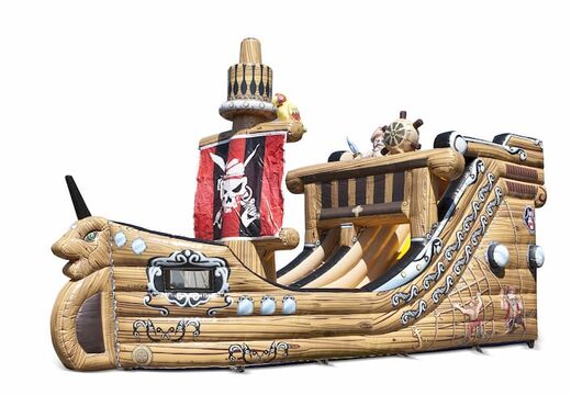 Toboggan gonflable de bateau pirate dans une forme frappante avec des objets 3D sympas et des impressions en couleur pour vos enfants. Commandez des toboggans gonflables maintenant en ligne chez JB Gonflables France