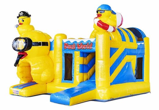 acheter coussin d'air gonflable avec toboggan en jaune avec des canards dessus pour les enfants