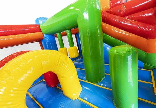 Coussin d'air gonflable à thème tropical avec toboggans et objets dans le coussin à vendre pour les enfants