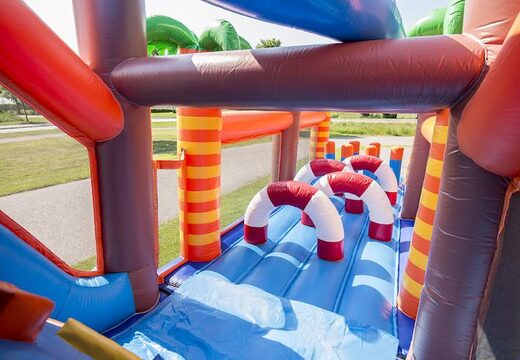 Achetez un parcours d'obstacles gonflable sur le thème des requins avec 7 éléments de jeu et des objets colorés pour les enfants. Commandez des parcours d'obstacles gonflables maintenant en ligne chez JB Gonflables France