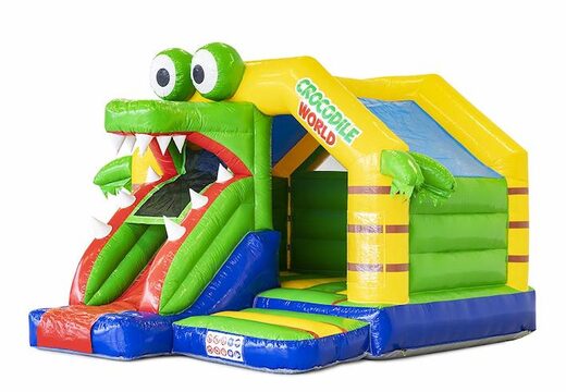 Videur gonflable sur le thème du crocodile avec toboggan à vendre pour les enfants