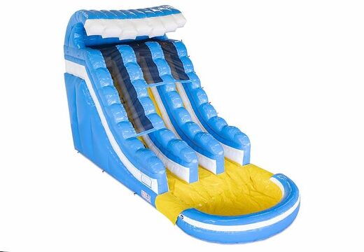 Acheter un grand toboggan gonflable bleu et jaune pour enfant