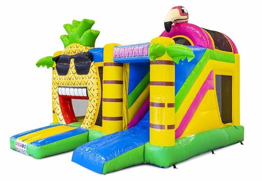 Château gonflable gonflable avec toboggan thème Hawaï pour enfants