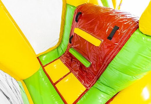 Commandez un château gonflable gonflable avec toboggan sur le thème de la jungle pour les enfants