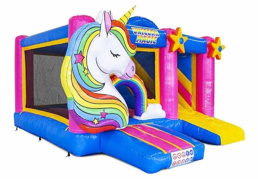 Acheter château gonflable gonflable avec toboggan thème licorne pour enfant