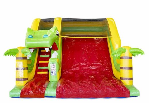 Toboggan gonflable à thème dino rouge et vert pour enfants à vendre