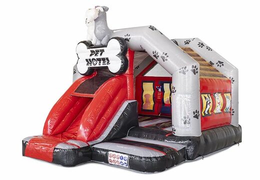 Commandez un combo de toboggans gonflables avec toboggan sur le thème de l'hôtel des animaux pour les enfants