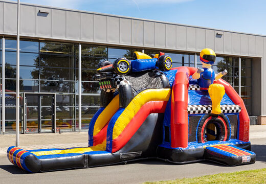 Super videur gonflable multiplay thème formule 1 avec toboggan à vendre pour les enfants
