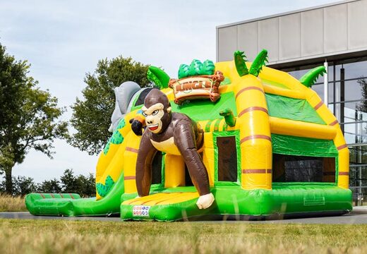 Acheter transat multi super gonflable avec toboggan thème Jungle vert jaune pour enfant