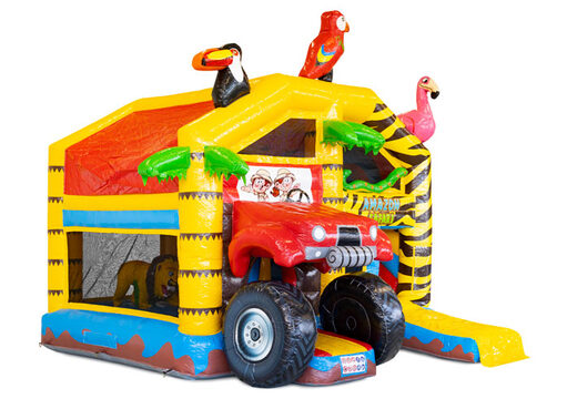 Acheter château gonflable multijoueur gonflable avec toit sur le thème du safari amazonien pour les enfants