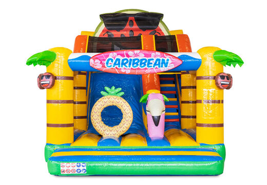Commandez un coussin d'air gonflable Multi Slide avec toboggan dans le thème Caraïbes pour les enfants. Achetez des coussins d'air gonflables en ligne chez JB Gonflables France