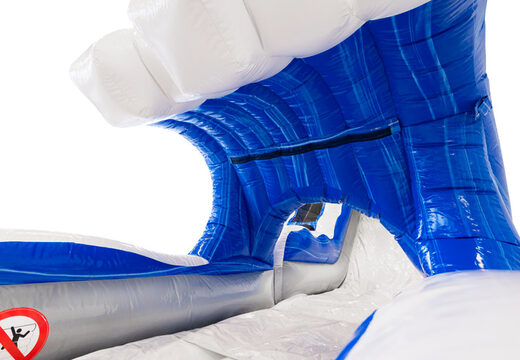 Commandez un toboggan aquatique gonflable avec baignoire en bleu, blanc, argent