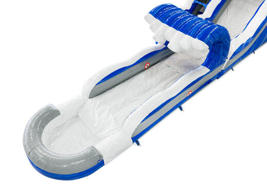 Commandez un toboggan aquatique gonflable avec baignoire en bleu, blanc, argent