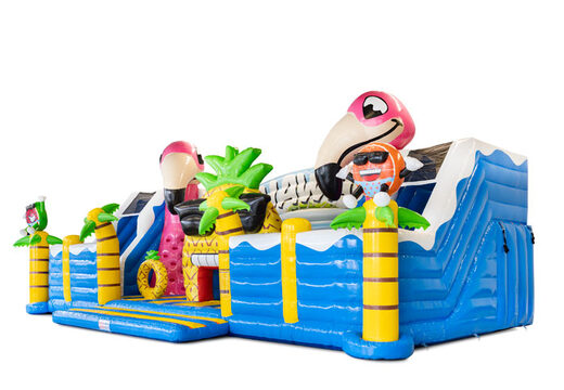 Commander en ligne une glissade gonflable bleue sur le côté