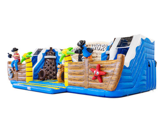 Côté du pirate Slideworld avec des créatures marines et un perroquet