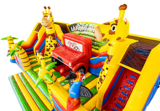 Girafe palmier perroquet château gonflable thème safari