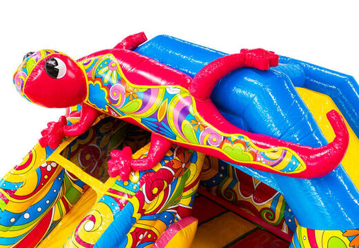 Grand salamandre rose sur le château gonflable Slidecombo en vente chez JB