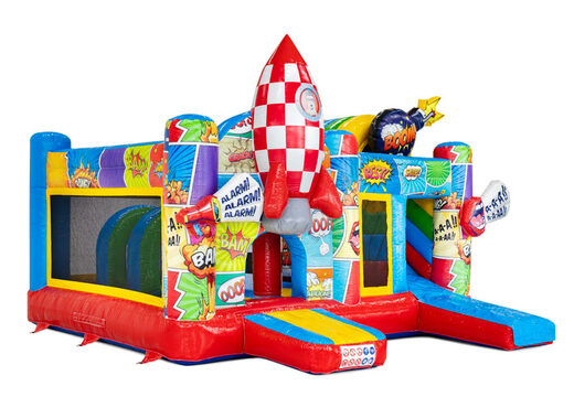 Rouge bleu jaune fusée bombe thème de bande dessinée multiplay