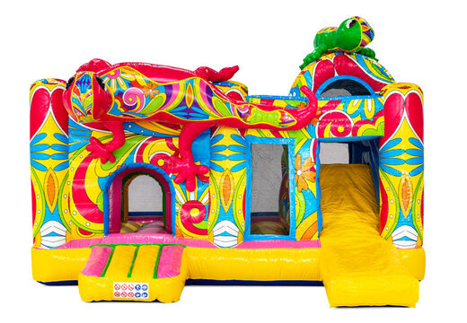 Thème de style Ibiza avec deux salamandres sur château gonflable Multiplay