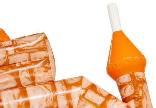 Tourelle orange sur le château gonflable standard Orange Brick de JB à Meppel