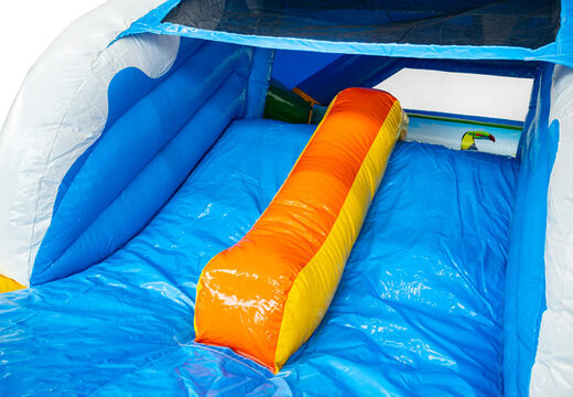 Glissière bleue jaune orange du château gonflable Slide Combo Dubbelslide acheté chez JB